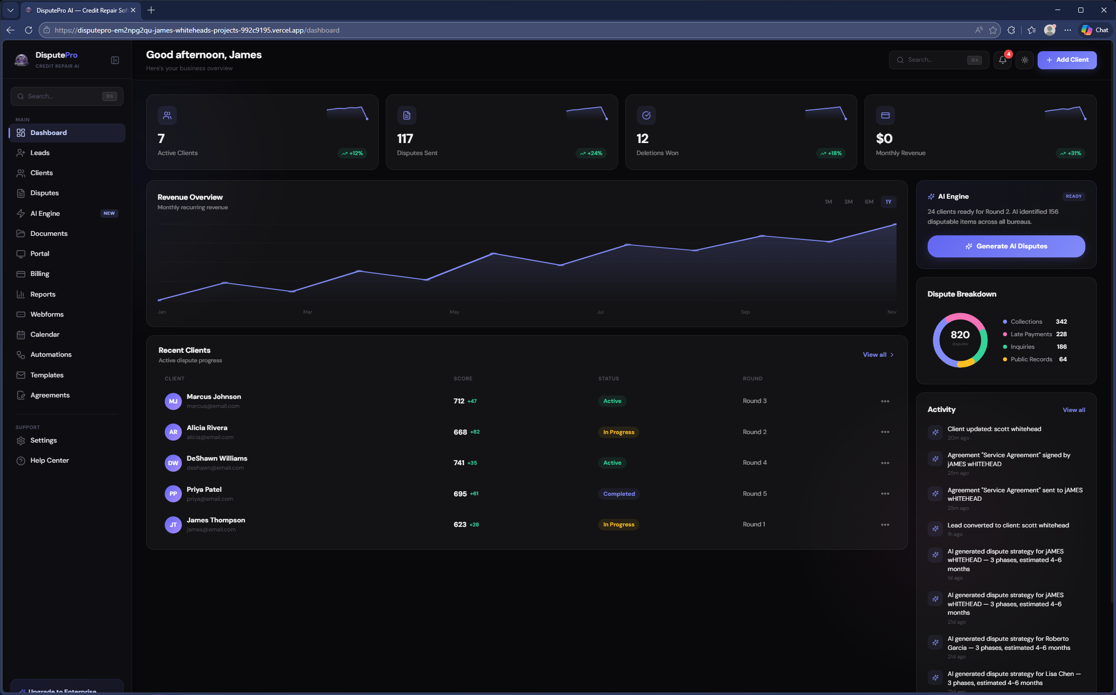 DisputePro AI Dashboard